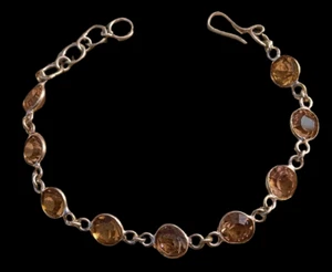 Unique Faceted Topaz Gemstone 925 Sterling Silver Plated Bracelet Jewelry Gift - Picture 1 of 2