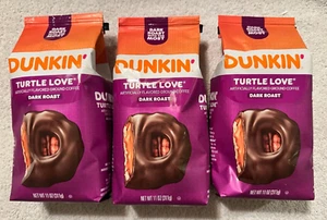 3 bags Dunkin Ground Coffee TURTLE LOVE Dark Roast 11 oz Best By 10/2025 - Picture 1 of 2