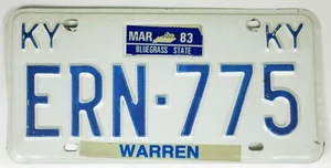 Vintage 1983 Kentucky License Plate Tag ~ Warren County ~ Bluegrass State - Picture 1 of 4