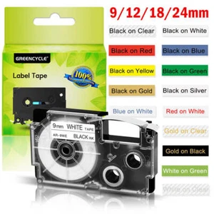 Cinta de etiquetas para Casio 9/12/18/24 mm XR-18WE XR-12WE XR-9WE KL-60 KL-100 KL7000 EE. UU. - Imagen 1 de 10