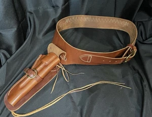 Leather Pistol Belt 357 Or 38 - Up To 5.5 Barrel Holster - Picture 1 of 8