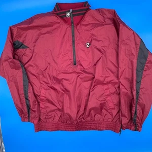 90s Y2K Jerzees Vintage Quarter Zip Pullover Windbreaker Jacket Maroon Men Large - Picture 1 of 7