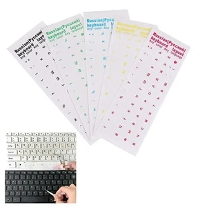 1PCMulticolour Russian Transparent Keyboard Stickers Language Alphabet Black Whi - Afbeelding 1 van 20