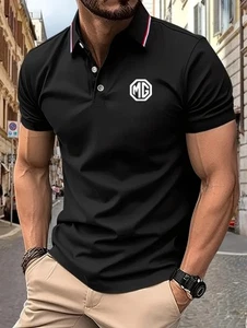 🇬🇧MG Black Red & White Trim Polo Shirt Brand New Shirt White Logo Size 42 (XL) - Picture 1 of 8