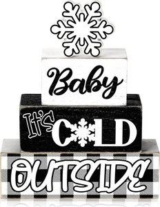 4 Piezas Decoraciones de Mesa de Invierno Copo de Nieve y Centro de Mesa de Navidad Letrero Bloque de Nieve - Imagen 1 de 6