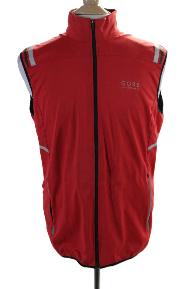 Chaleco Chaqueta Gore Para Hombres Relfective Trim Cremallera Completa Ropa Activa Rojo Talla XL Foto 1 de 4