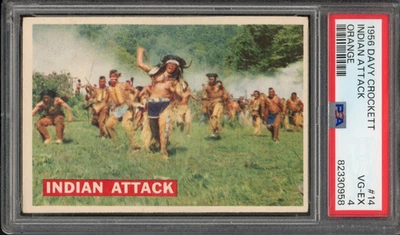 1956 Topps Davy Crockett INDIAN ATTACK #14 Orange Back PSA 4 VG-EX - Image 1 of 2