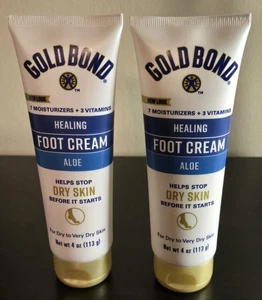 2 Tubes Of GOLD BOND Healing Foot Cream Aloe 4 Fl Oz Each - Picture 1 of 4