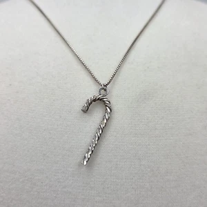 Vintage NF Chapal 925 Sterling Silver Candy Cane Pendant Necklace - Picture 1 of 11