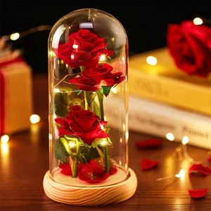 Ewige Rose Blume LED Verzauberte Galaxie Rose Blume im Glas Valentinstag Geschenk - Bild 1 von 7