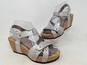 Taos Damen Trulie silber Leder Riemchen Slingback Keilabsatz Sandalen US 5-5,5 EU 36 - Bild 1 von 9