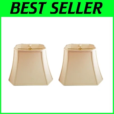 Set of 2 Eggshell Rectangle Lamp Shades - Image 1 of 4