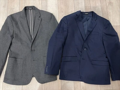 LOTE DE 2 CHAQUETA ABRIGO DEPORTIVO EXPRESS EXTRA SLIM CARBÓN AZUL MARINO LANA TWEED TALLA 40S Foto 1 de 4