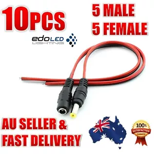 12V 5.5x2.1mm DC Power Socket Jack Male + Female Connector Cable Plug Wire 5pair - Picture 1 of 4