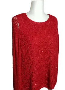 Neu mit Etikett Christopher & Banks roter festlicher Paillettenpullover mit angenähtem Trägertop Größe XLarge - Bild 1 von 5