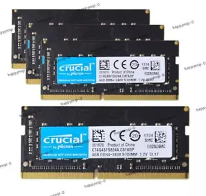 Crucial 16 GB DDR4 RAM 4x 4 GB 1RX8 2400 PC4-19200 SO-DIMM Laptop Memory 1.2V - Picture 1 of 8