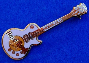 HONOLULU HAWAII VERTIKAL WEISS GIBSON LES PAUL GITARRE Hard Rock Cafe PIN 3LC - Bild 1 von 1