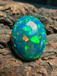 Genuine Ethiopian Black Opal Gemstone 14 CT Vibrant Fire Honeycomb Opal Cabochon - Picture 1 of 10