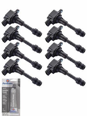 Set of 8 Ignition Coil + Tune Up Grease For Infiniti FX45 M45 Q45 4.5L UF482 - Image 1 of 4