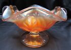 1910 Antique Carnival Glass Dlugan Queston Mark 2 Handle Marigold Bon Bon Dish