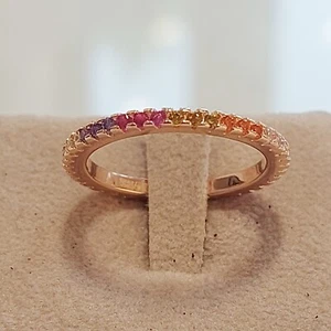Anello argento 925 rosa donna veretta infinity eternety giro dito zirconi colore - Foto 1 di 24