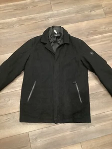 Tumi Tech Jacket Mens XL Black Wool Blend Pea Coat Insulated Full Zip Lined - Picture 1 of 16