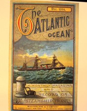 1884 "The Atlantic Ocean" Monthly Magazine & Record Of Steamship Travel Poster