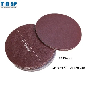 25pz Disco Per Levigatura 12.7cm TASP 125mm Levigatrice 60 80 120 240 Semolino - Imagen 1 de 6