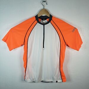 Canari Men's XL White Orange Gray Short Raglan Sleeve 1/2 Zip Cycling Jersey