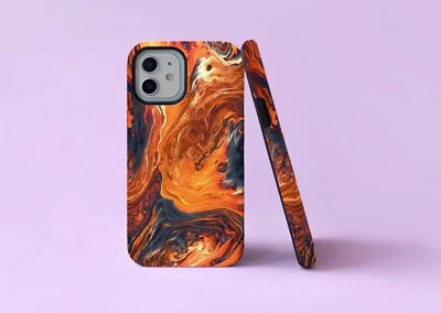 Lava Pattern Orange Fire Magma 2 in 1 Tough Phone Case/Cover For iPhone Samsung - Image 1 of 4