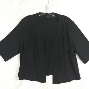 Tribal Womens Jacket Cardigan Cropped Black Half Sleeve Open Front Pleated XL - Picture 1 of 9