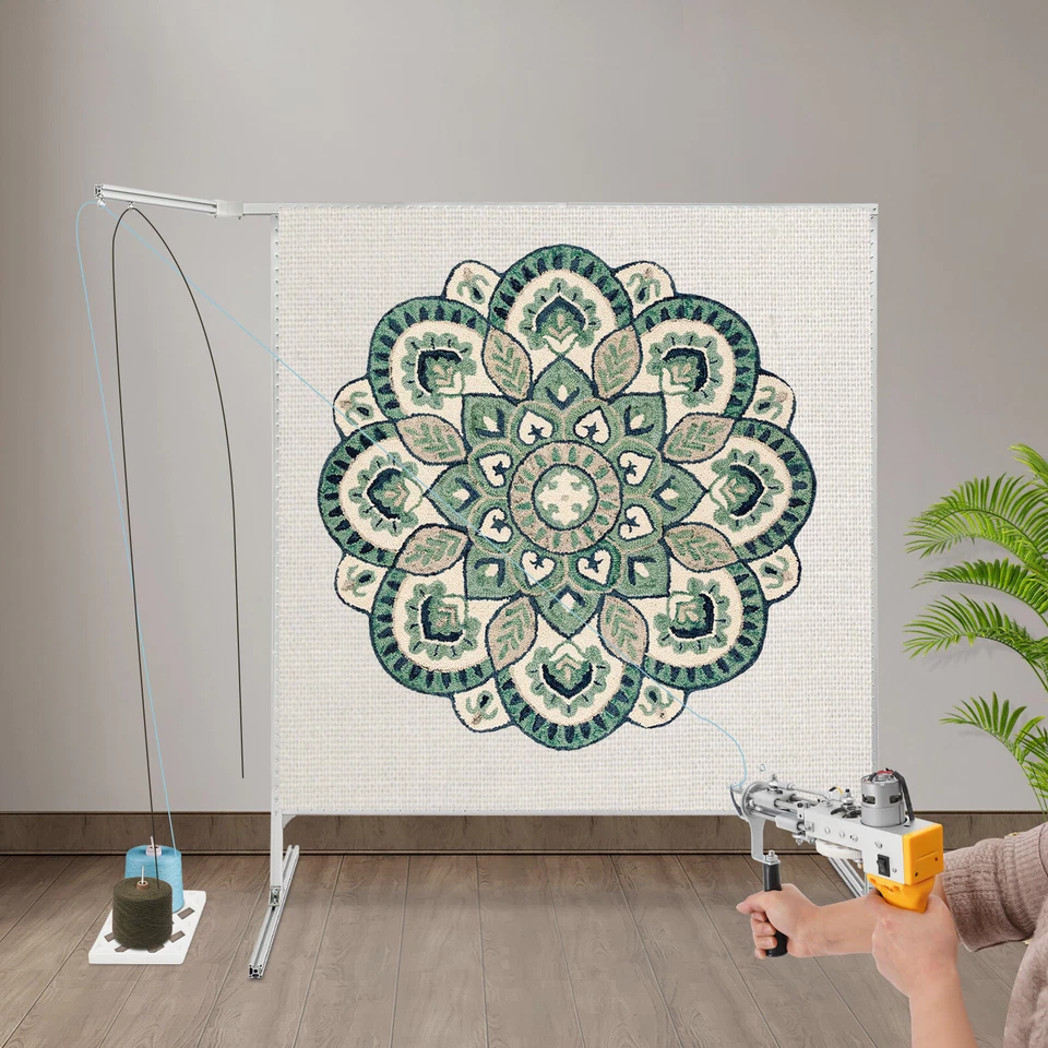 Aluminum Alloy Rug Tufting Frame Silver Freestanding Tufting Frame w/ Yarn Tray - Image 1 of 4