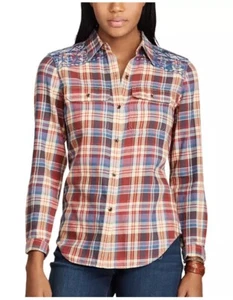 Chaps Button Down Long Sleeve Colorful Plaid Cotton Shirt Women’s Size Small ? - Picture 1 of 7
