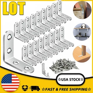 1.5'' Heavy Duty L Shape Steel Corner Brace 90° Right Angle Bracket w/Screws LOT - Picture 1 of 13