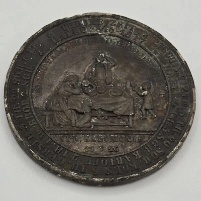 Original 1846 1847 antique Halle German Famine Medal Heinrich Lorenz Harvest old - Image 1 of 4