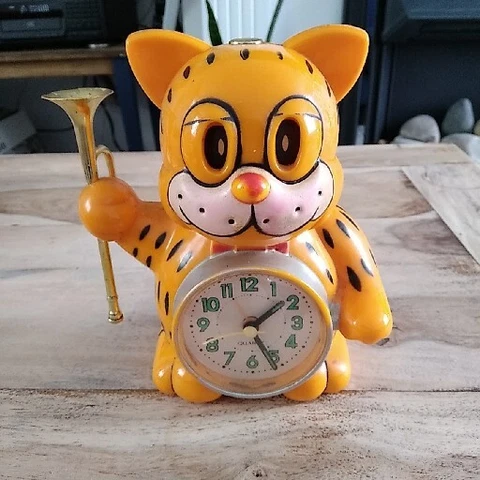 Orange Animated Revellie Bugle Cat Alarm Clock , ALL WORKING Cover