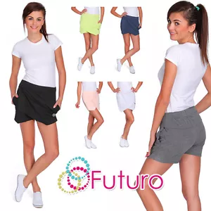 Minigonna donna avvolgente flangia irregolare pantaloncini culottes taglia 8-12 FT1222 - Foto 1 di 7
