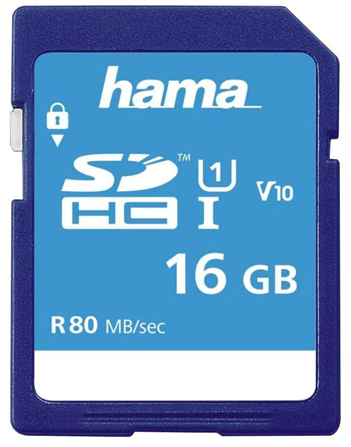 HAMA - 16GB Class 10 SDHC UHS-1 Memory Card 80MB/s - Image 1 of 1