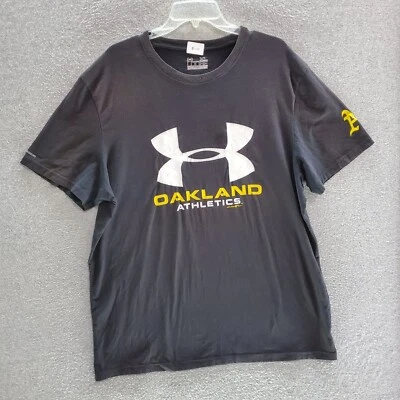 Oakland Athletics Men T-Shirt XL Black Under Armour Logo Loose Heatgear READ - Image 1 of 4