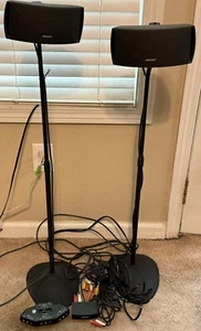 2 Bose UFS-20 Black Gemstone Acoustimass Cubes Speaker Stands 38” Speakers Works - Picture 1 of 7