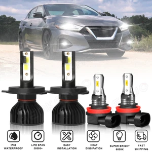 For Nissan Maxima 2019 LED Headlights H4 High/Low Beam+H11 Fog Light Kit 4Pcs - Bild 1 von 14