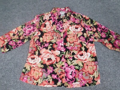 Blusa Bon Worth Mujer SP Petites Rosa Floral Abotonada Diseñador Foto 1 de 4