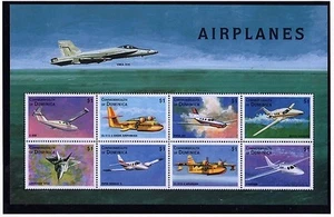 Dominica- 1998 Airplanes Sheetlet of 8 MNH - Picture 1 of 1