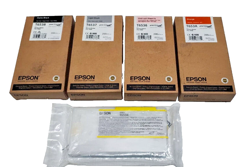 5er Orig. Epson T6538 T6537 T6536 T6534 T653A Set Satz für Stylus Pro 4900 NEU - Bild 1 von 1