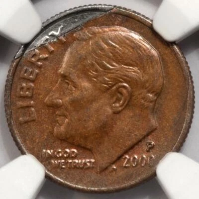 2000 NGC MS65 95% Missing Clad Layer Dime Mint Error Rare Example Type Coin - Image 1 of 4