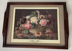 Pimpernel Tray England Shabby Rose Basket Dining Wooden Handles Felt Bottom - Picture 1 of 14
