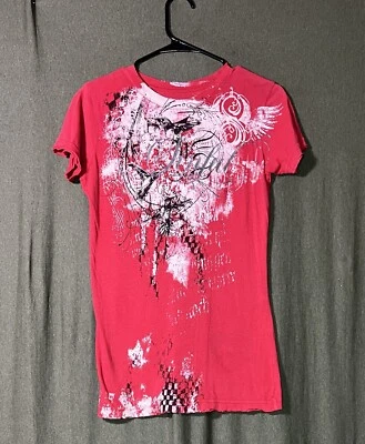 Camiseta de manga corta Affliction Sinful para mujer mediana vintage calce ajustado Y2K roja Foto 1 de 4