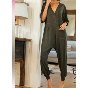 NATURAL LIFE CHARLIE FORREST GREEN 100% COTTON JUMPSUIT WOMEN'S SIZE LARGE - Picture 1 of 4