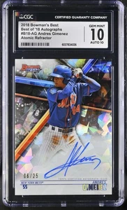 2018 Bowman’s Best Andres Gimenez Atomic Refractor Auto /25 CGC 10 Pop 1 - Picture 1 of 2