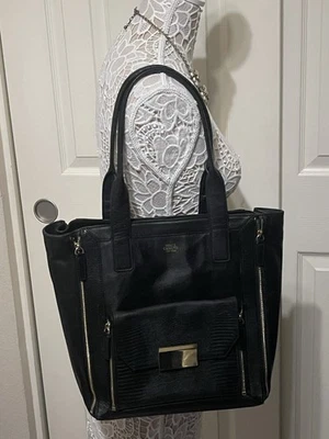 VINCE CAMUTO Rhea Tote Convertible Cuero Negro Bolso de Mano Cartera, Bolso 2 en 1 Foto 1 de 4